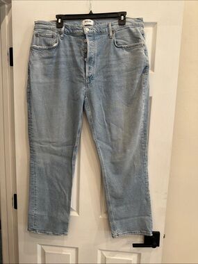 Agolde Light Blue  Straight Jeans with Button Fly (21)